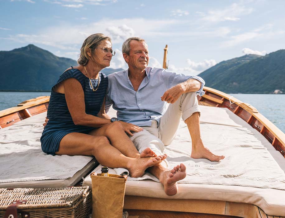 Mature couple on a boat.